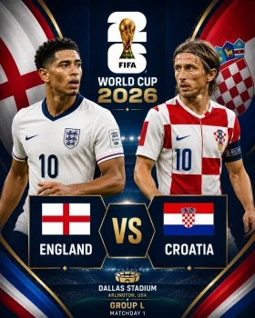 Goolasha ciyaarta England iyo Croatia ee Koobka Adduunka 2026