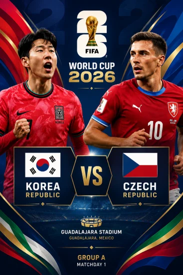 Goolashii ciyaarta Kuuriyada Koonfureed iyo Czechia ee Koobka Adduunka 2026